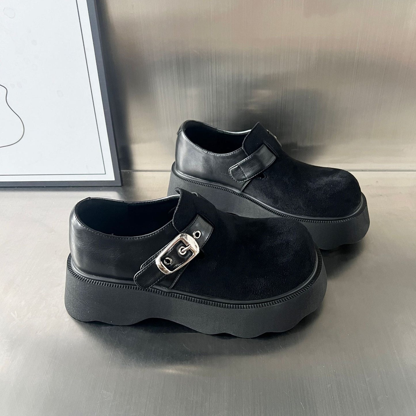 Damen Clogs Plateau Bequem Schnallenverschluss Rutschfest
