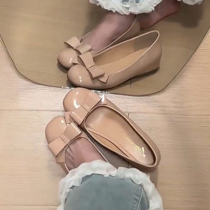 Damen Ballerinas Elegante Glänzende Schleife