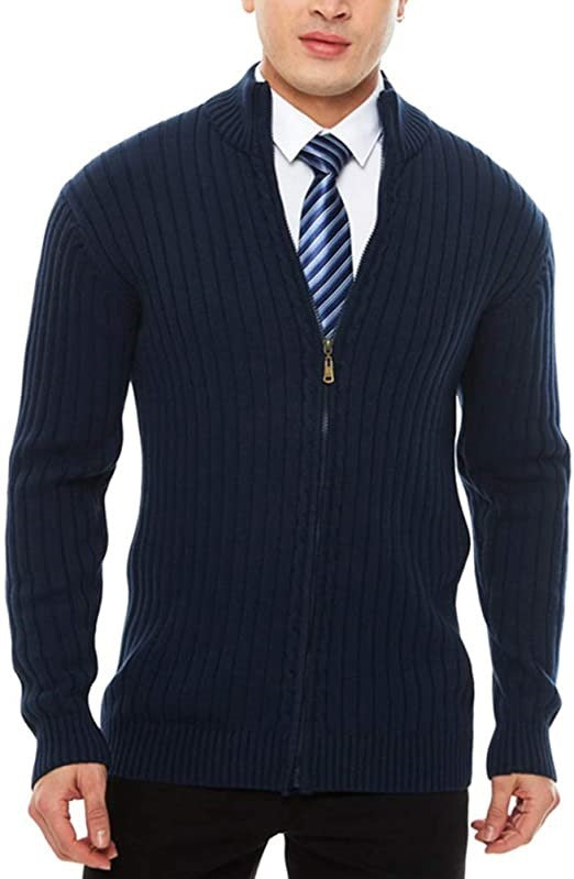 Herren Strickjacke Modern mit Reißverschluss und Rippmuster
