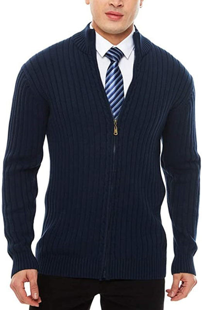 Herren Strickjacke Modern mit Reißverschluss und Rippmuster