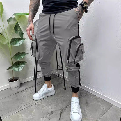 Herren Cargo-Hose mit Reißverschlusstaschen Elastischer Bund - BerlinGlamour