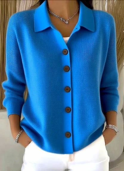 Damen Strickjacke Knöpfe Langarm