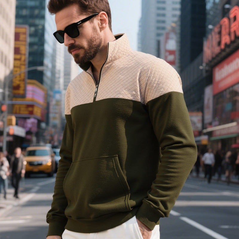 Herren Sweatshirt Modern mit 2 Taschen Hoher Kragen