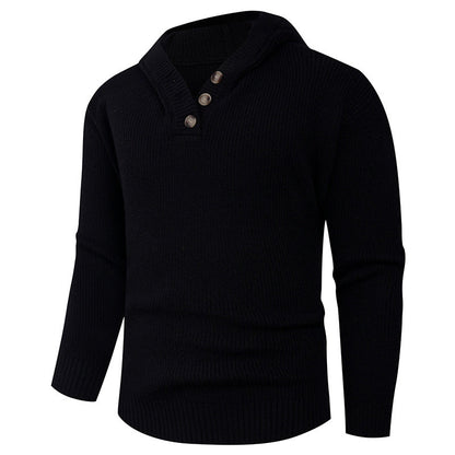 Herren Pullover Schalkragen Elegante Knöpfe Modern