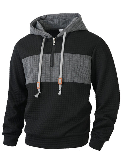 Herren Hoodie Strukturiert 1/4 Reißverschluss Modern