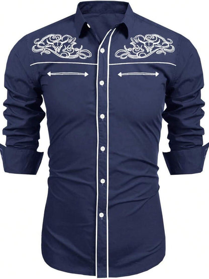 Herren Westernhemd Stickerei Modern Cowboy Stil
