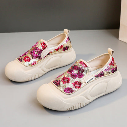 Damen Sneaker Slip-On Glitzer Schuhe Bequem Modisch