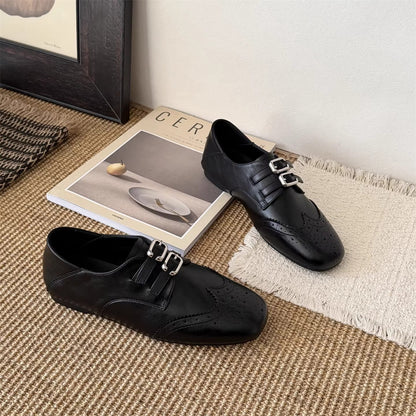 Damen Schnürschuhe Elegante Perforiert mit Doppelschnalle