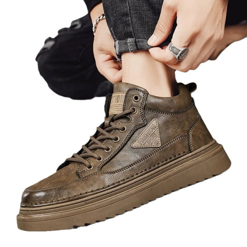 Damen Sneaker High-Top robust Lederschuhe bequem