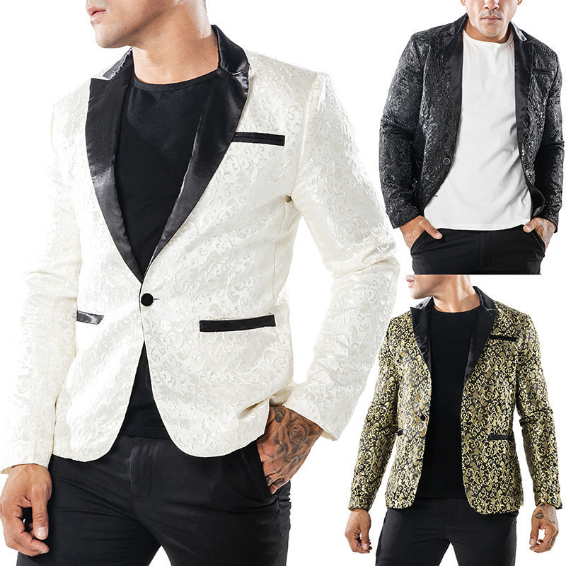 Eleganter Herren Blazer Pailletten Schwarz Modern