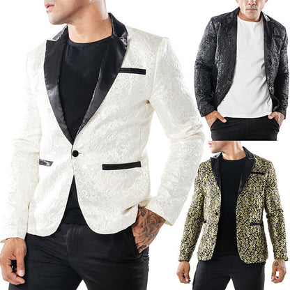 Eleganter Herren Blazer Pailletten Schwarz Modern
