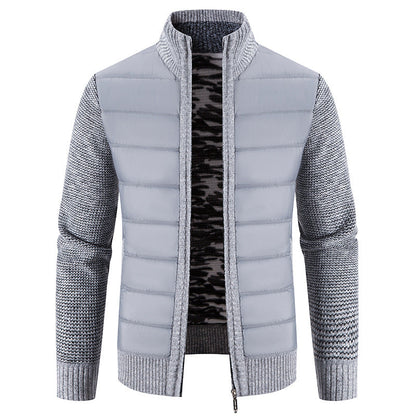 Herren Steppjacke Modern mit Hochkragen und Strickoptik