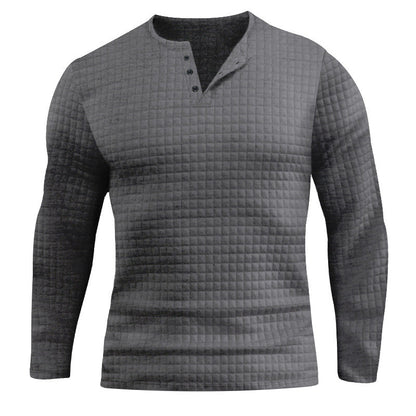 Herren Langarmshirt Modern mit Knopfverschluss und Struktur
