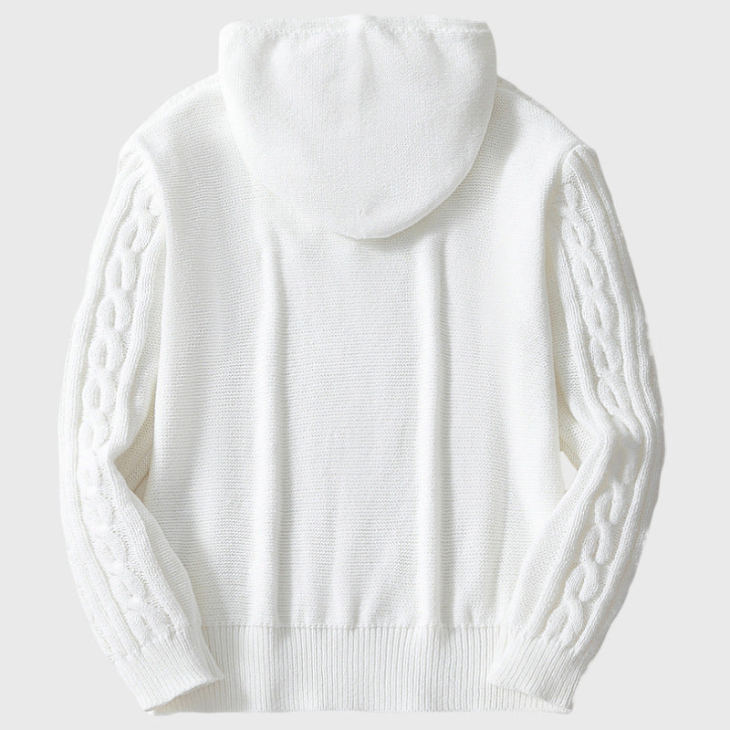 Herren Kapuzenpullover Strick Zopfmuster Elastisch