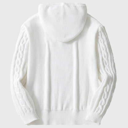 Herren Kapuzenpullover Strick Zopfmuster Elastisch
