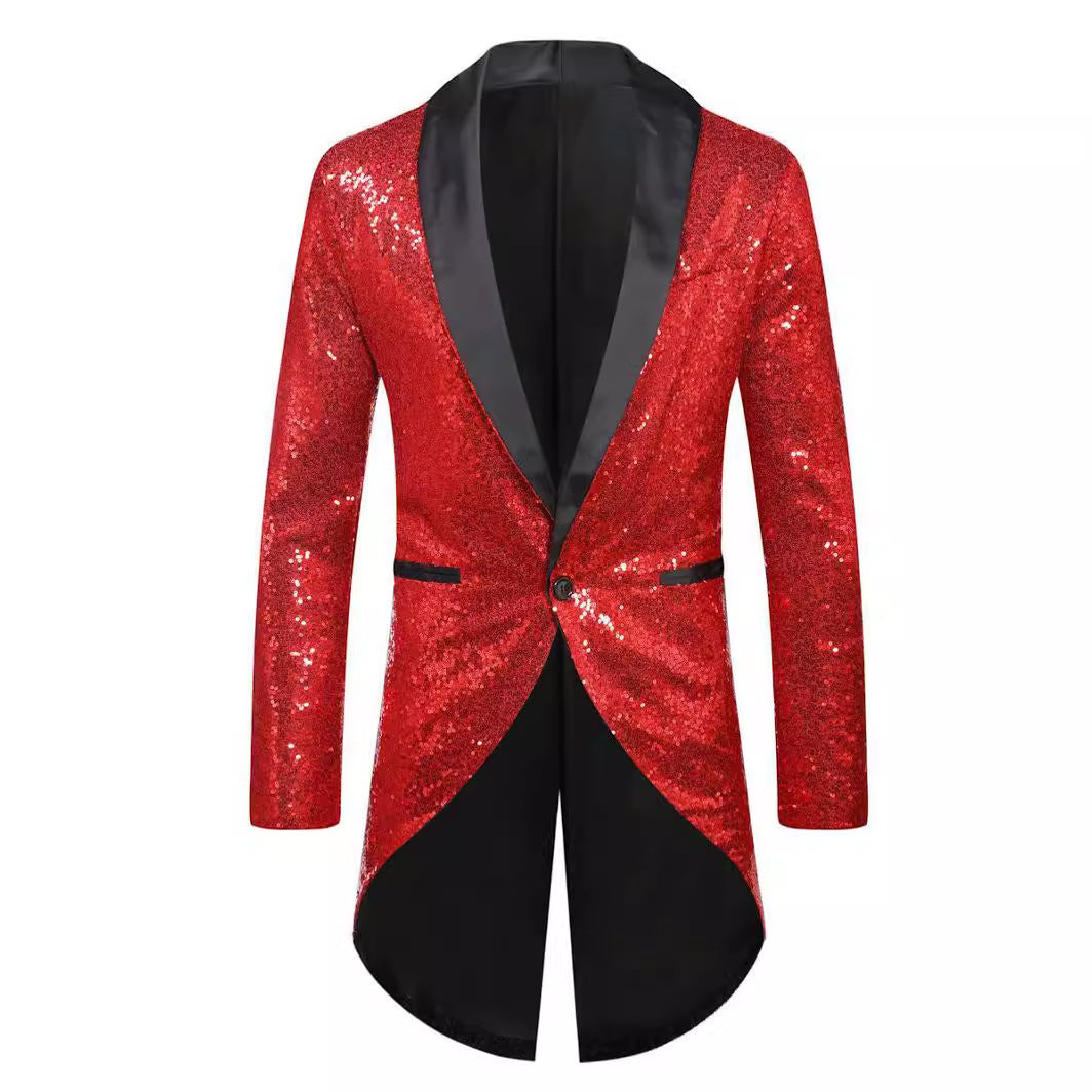 Herren Anzug Blazer Glitzernd Elegant Schalkragen