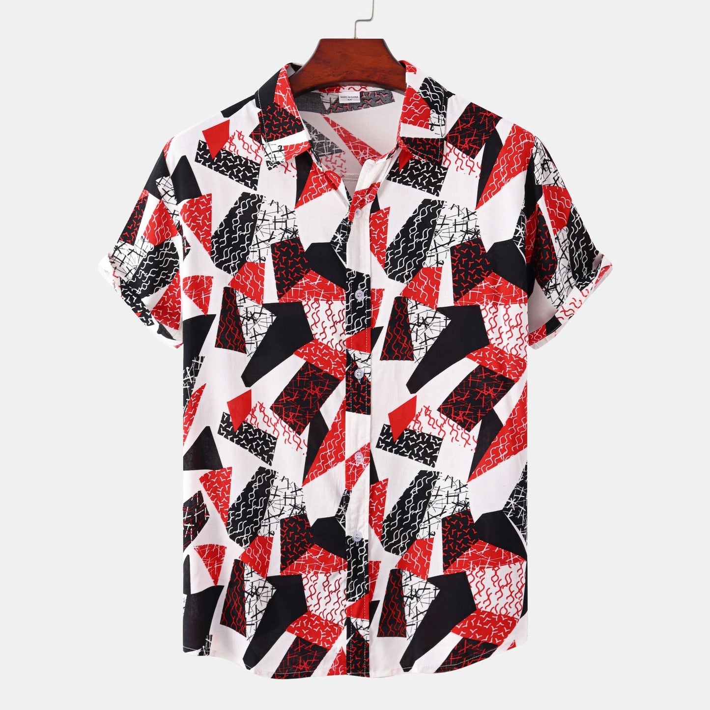 Herren Hemd Kurzarm atmungsaktiv Modern Geometrisch