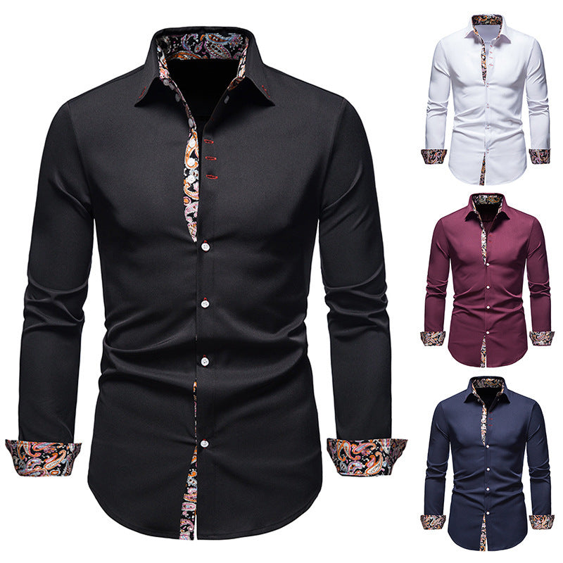 Elegantes Herren Langarmhemd Paisley Muster Modern - BerlinGlamour