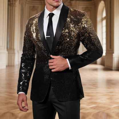 Herren Glitzerblazer Elegant Pailletten Designer Jacke - BerlinGlamour