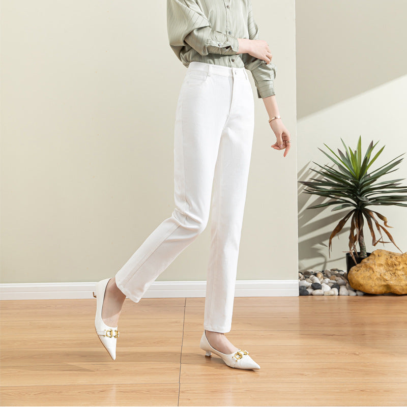 Damen Chino Hose Hochbund Stretch