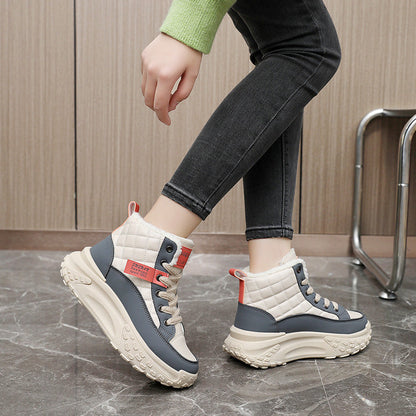 Damen Sneaker Hoch Hohe Sohle Kuschelig Rutschfest
