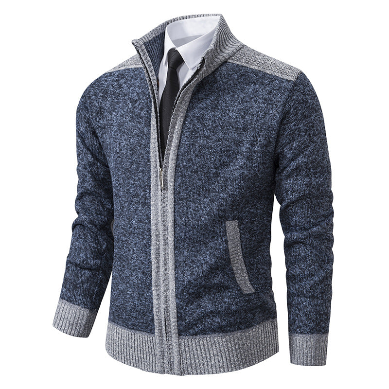 Herren Strickjacke Modern Zipper Hochwertig Schwarz - BerlinGlamour