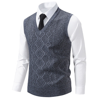 Herren elegante Strickweste mit V-Ausschnitt und strukturiertem Muster BerlinGlamour
