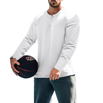 Herren T-Shirt Langarm Knopfleiste Elegantes Design
