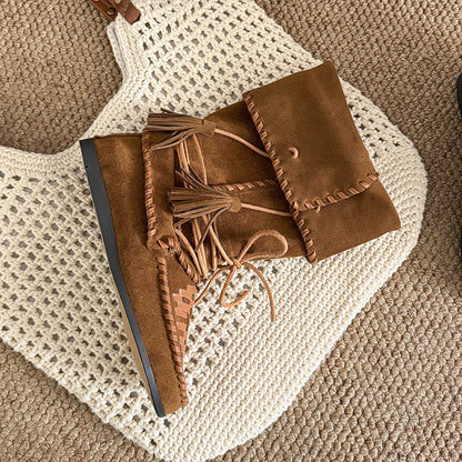 Damen Mokassins Fransen Handgemacht Chic