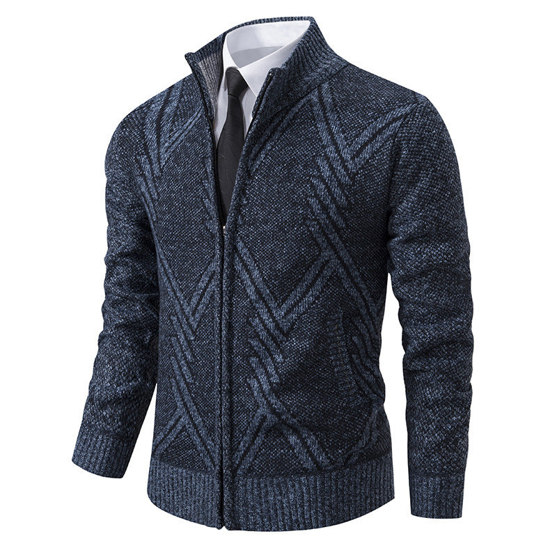 Herren Strickjacke Elegante Zopfmuster Kragen Modern - BerlinGlamour