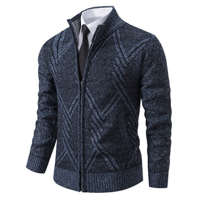 Herren Strickjacke Elegante Zopfmuster Kragen Modern - BerlinGlamour