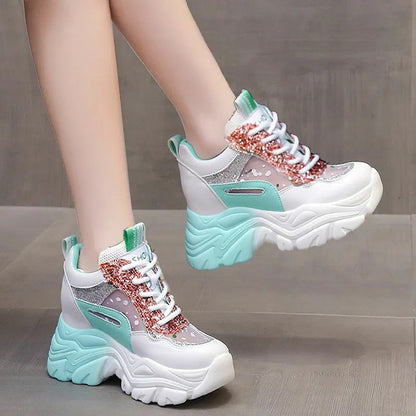 Damen Sneaker Sportlich Glitzerdetails Modisch Flexibel