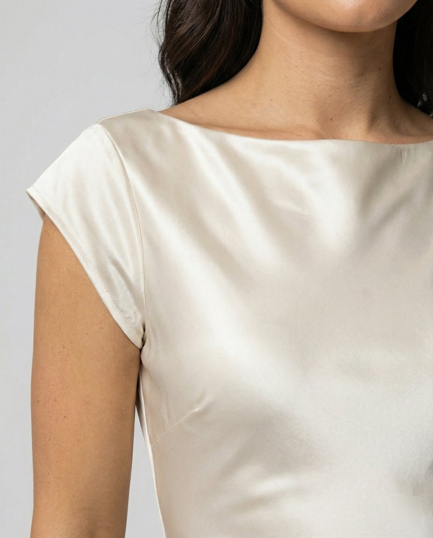 Damen Midikleid Satin Elegant mit Schlitz