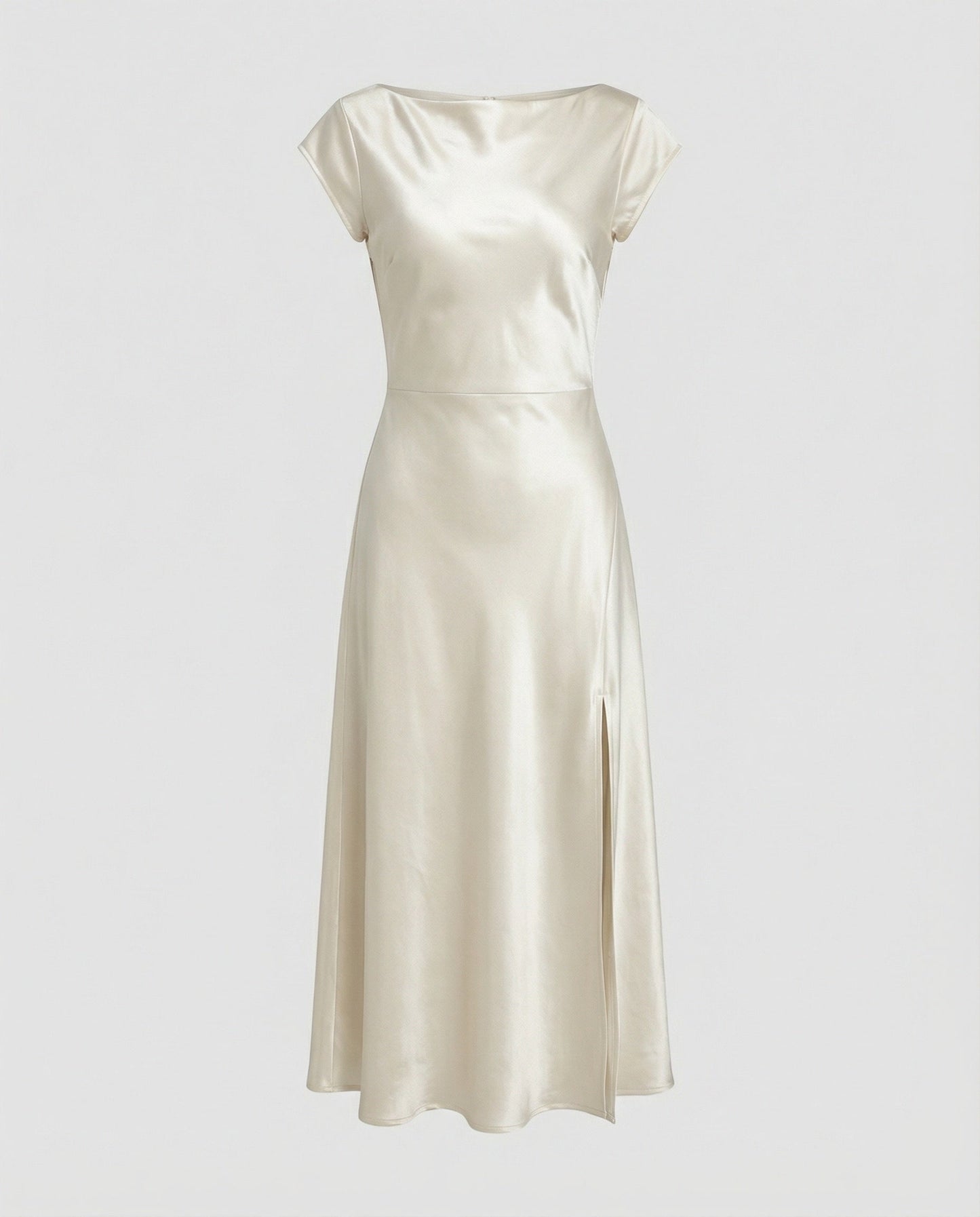 Damen Midikleid Satin Elegant mit Schlitz