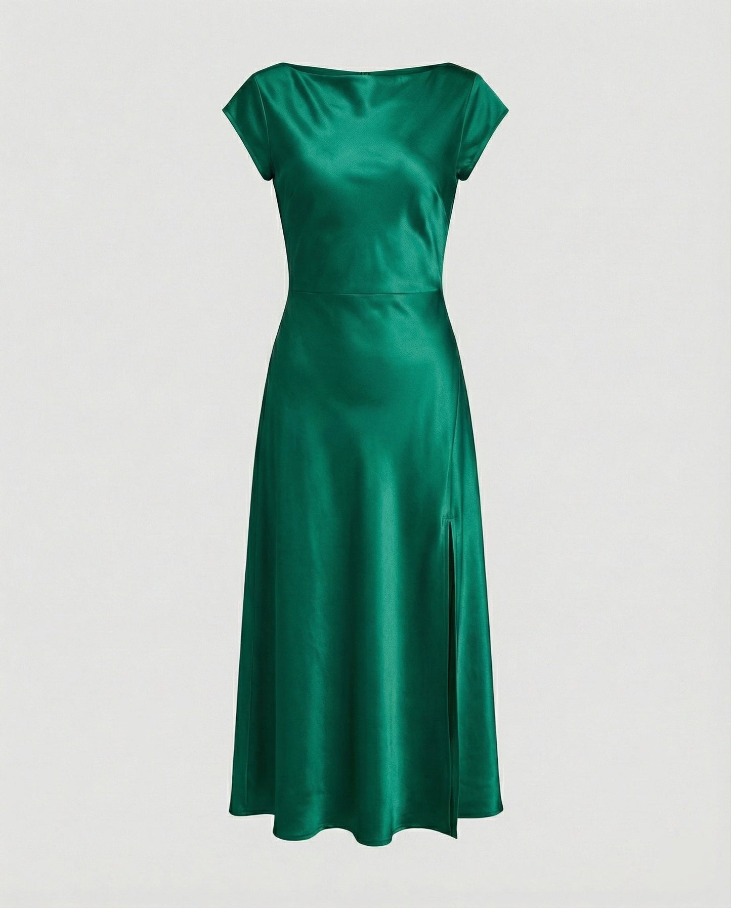 Damen Midikleid Satin Elegant mit Schlitz
