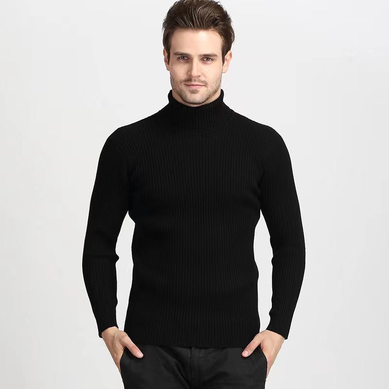 Herren Rollkragenpullover Feinripp aus Merino-Wolle