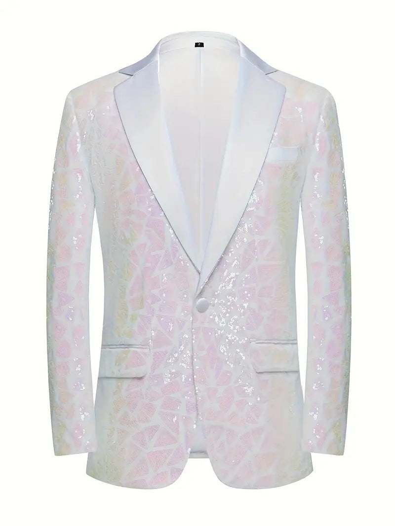 Herren Blazer Pailletten Glamour Schwarz