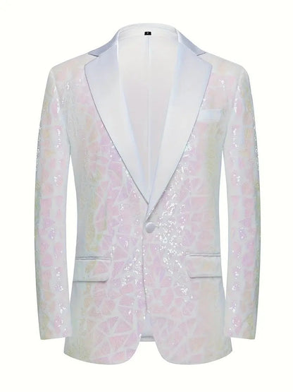 Herren Blazer Pailletten Glamour Schwarz