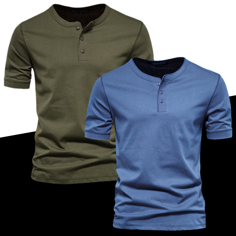 Herren Kurzarm-Shirt mit Knöpfen Bequem Modern - BerlinGlamour