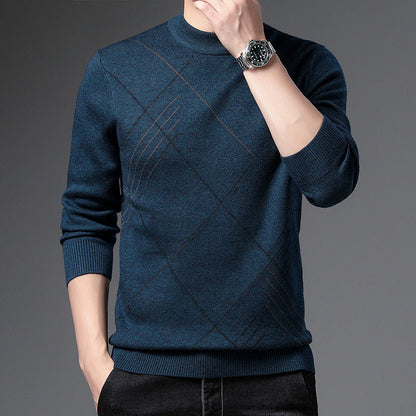 Herren Rollkragenpullover Fein Karomuster Modern
