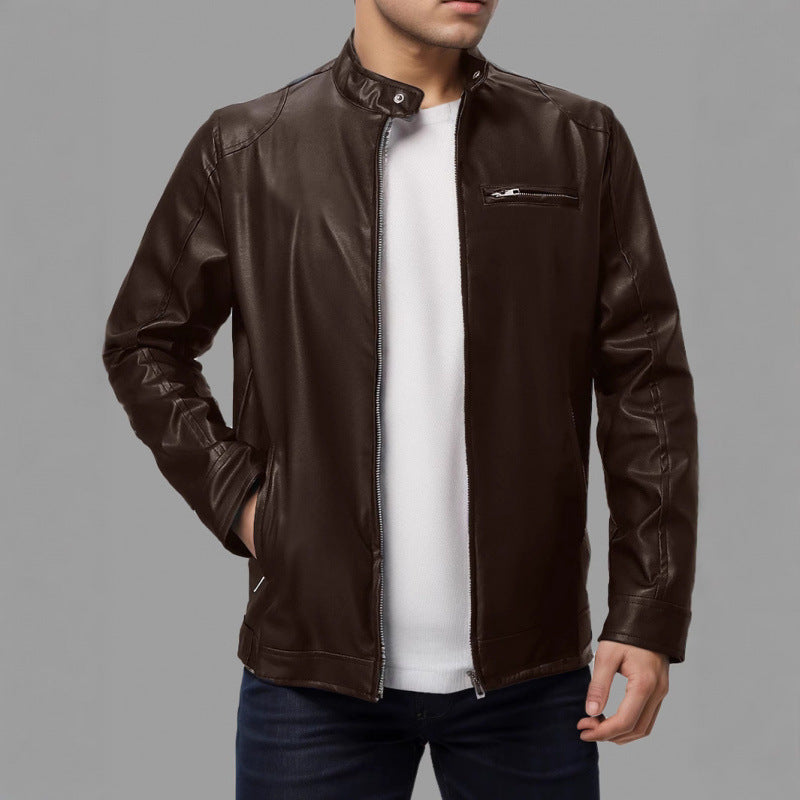 Herren Lederjacke Elegante Schwarz Ledermantel