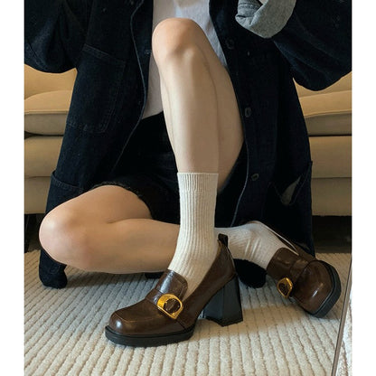 Damen Plateaupumps Hoch Hacken Schick Schnalle