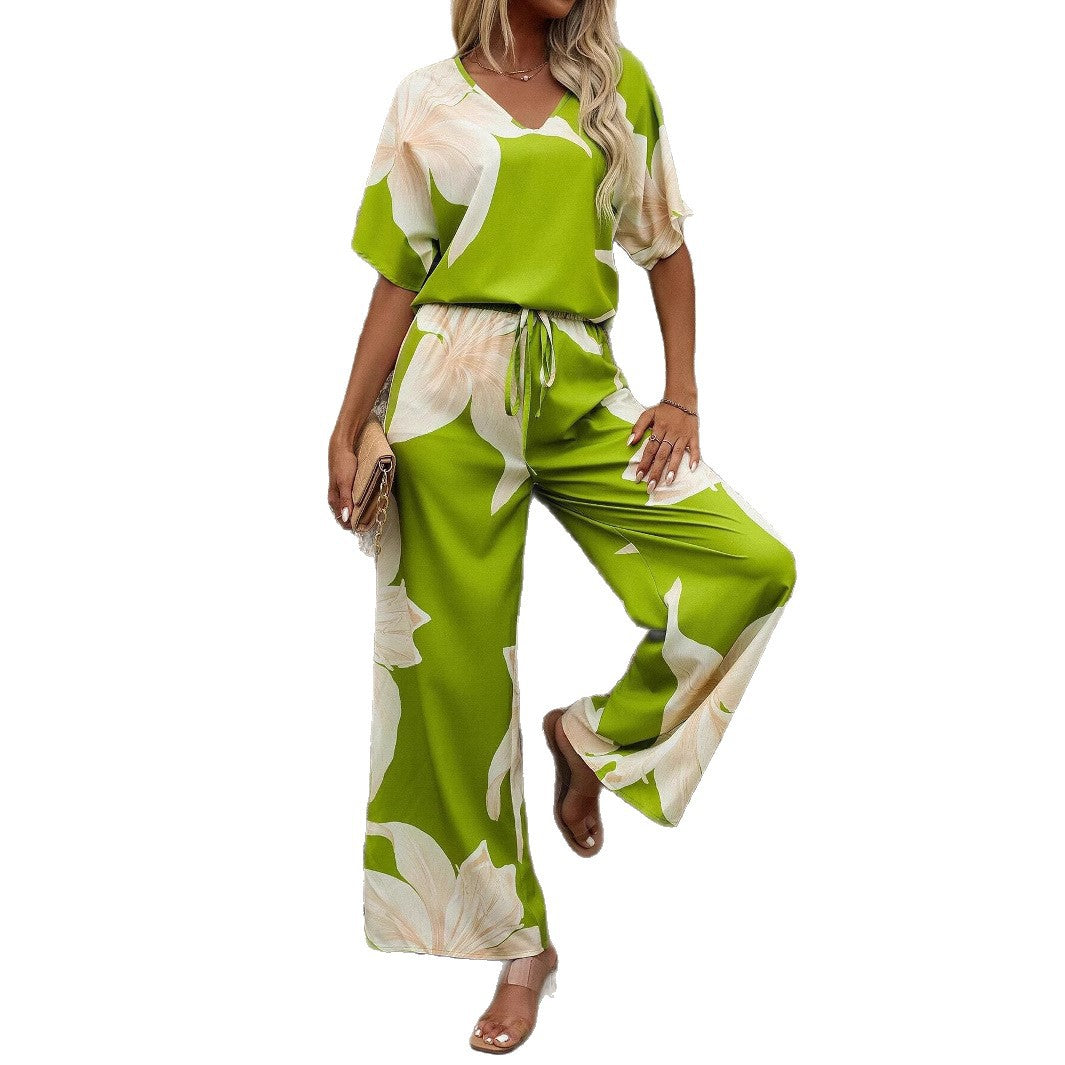 Damen Hosenanzug Elastisch Floral Modern