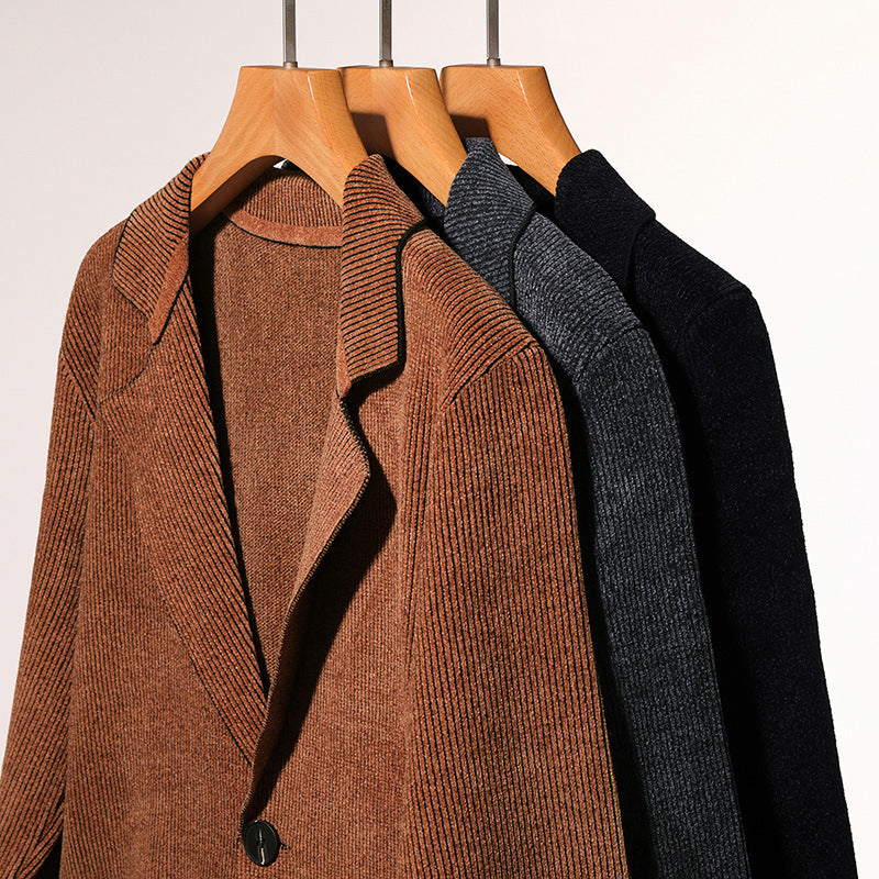 Herren Strickblazer Elegant Mit Taschen Modern