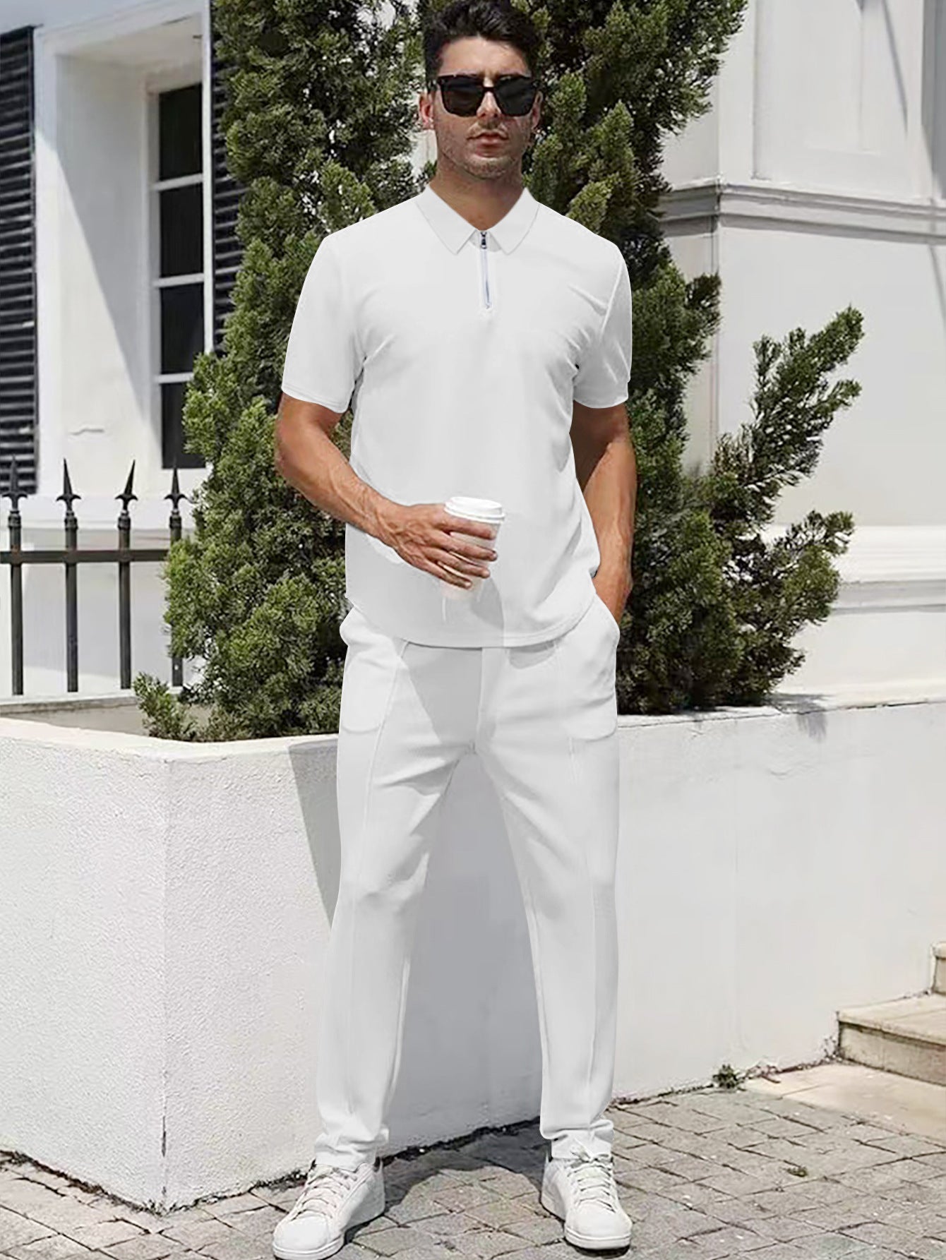 Herren Sportanzug Jogging Set Polo Style Modern