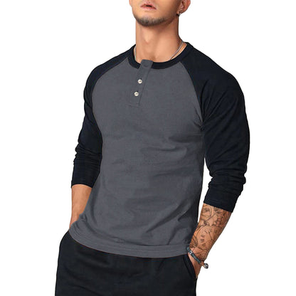 Herren Langarmshirt Vintage Stil Kontrastärmel Berlin