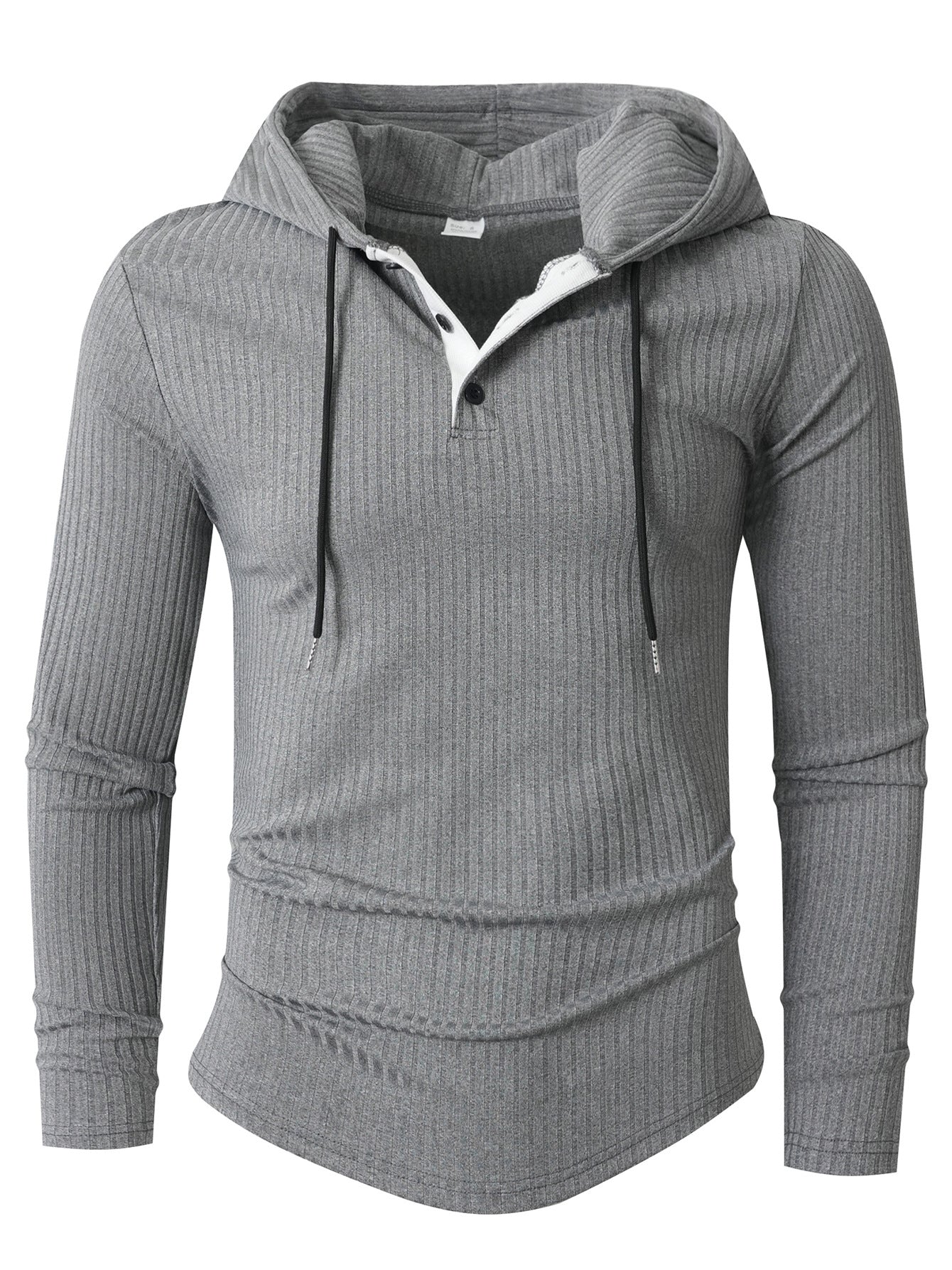 Herren Hoodie Langarm Sportlich Strukturiert Grau