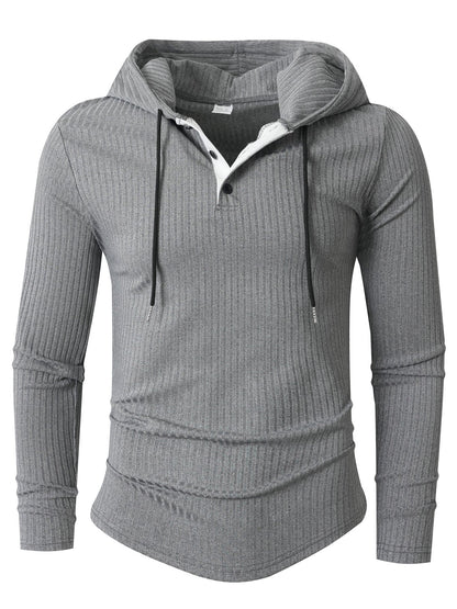 Herren Hoodie Langarm Sportlich Strukturiert Grau