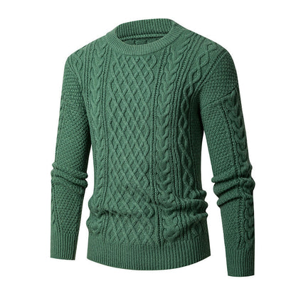 Herren Pullover Grobstrick Zopfmuster Modern Schwarz