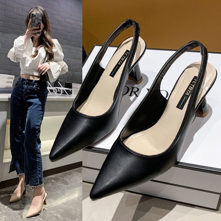 Damen Sling Pumps Hochhackig Luxus Leder